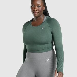 Gymshark Dark Green Long Sleeve Crop Top